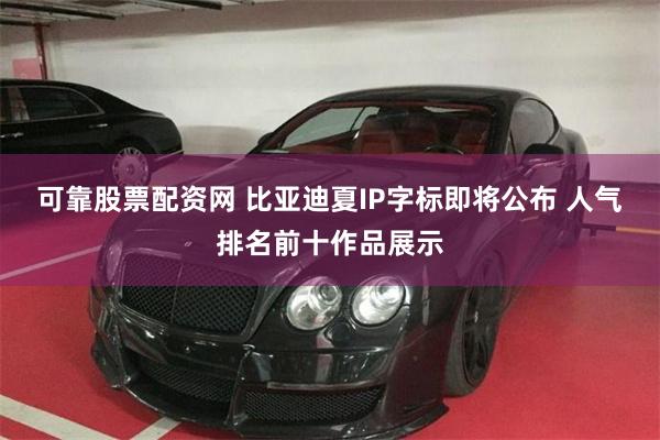 可靠股票配资网 比亚迪夏IP字标即将公布 人气排名前十作品展示